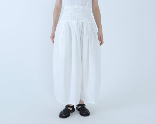 綿サッカー シャーリングパンツ