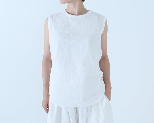 綿サッカー×綿 コンビノースリーブ