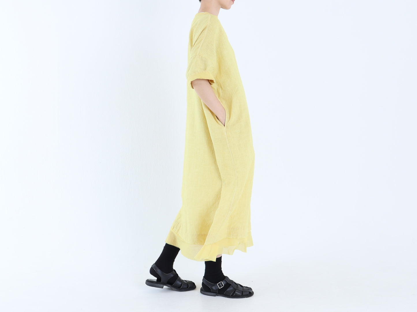 【NEW】アイリッシュリネン シワ加工 スリップオンワンピース