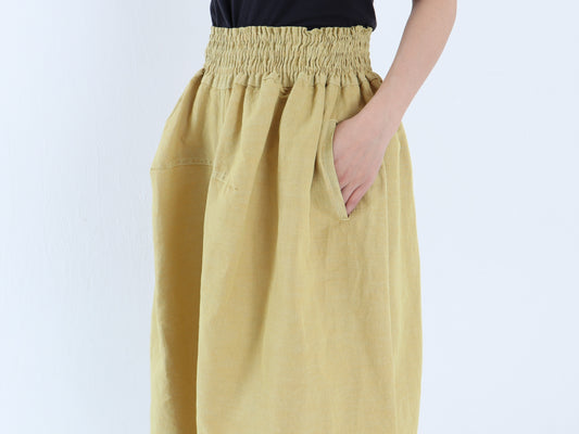 綿麻 ギャザースカート