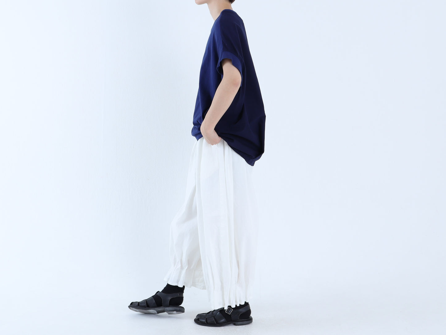 綿天竺×綿ローン塩縮加工 サークルカットソー