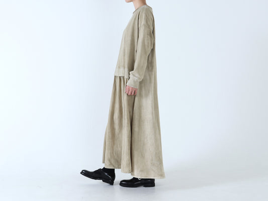 綿カットソー×綿40/2 ドッキングワンピース