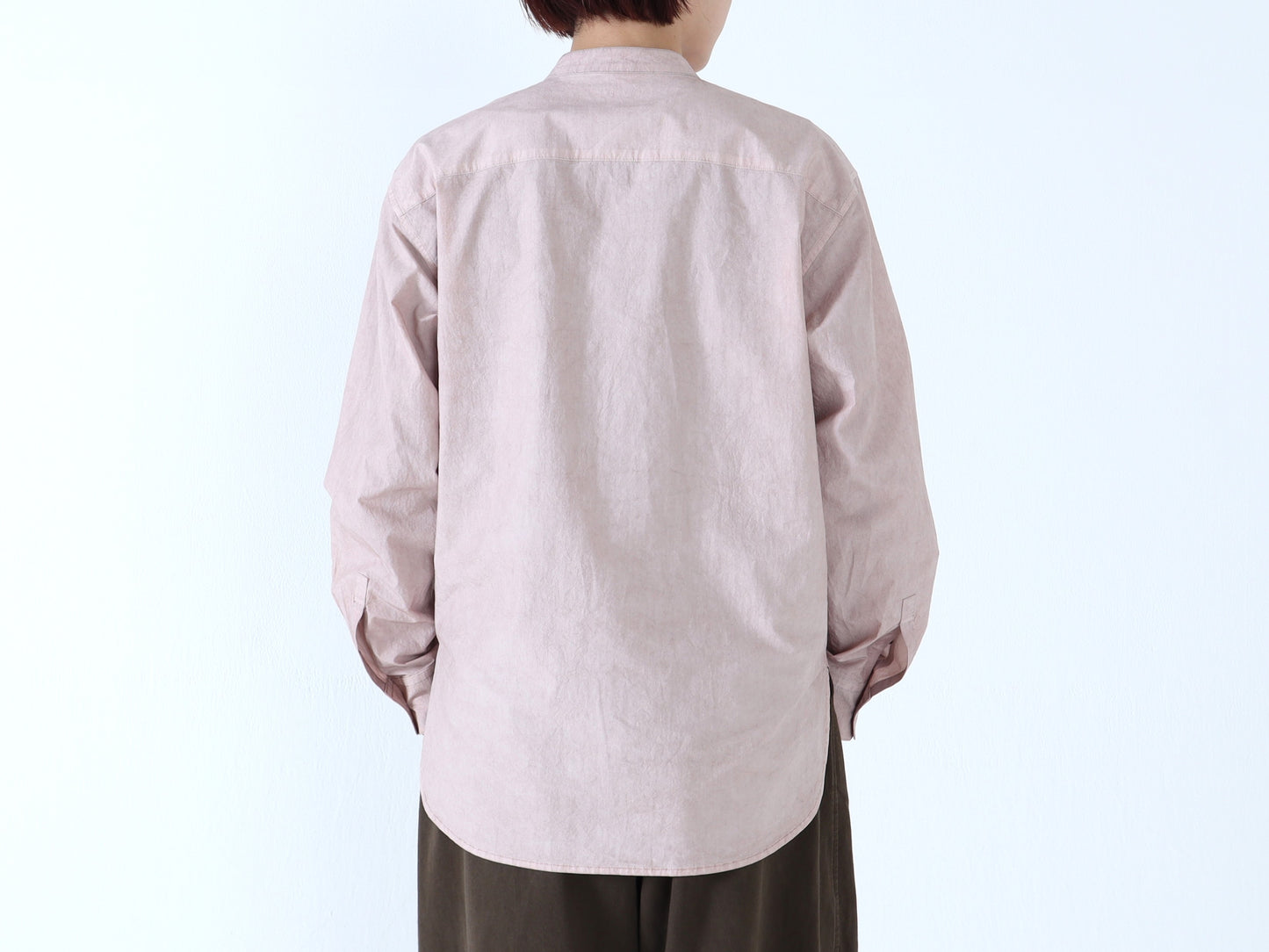 綿近江晒 スタンドカラーシャツ