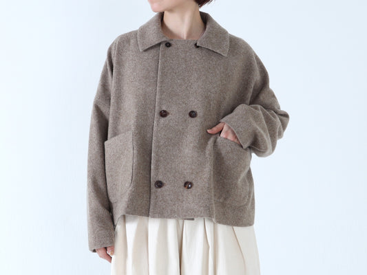 【NEW】ウールやぶれ織 ドルマンショートコート