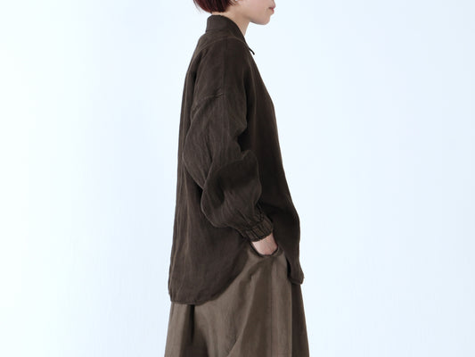 綿麻Wガーゼ×綿麻 バルーンスリーブシャツ