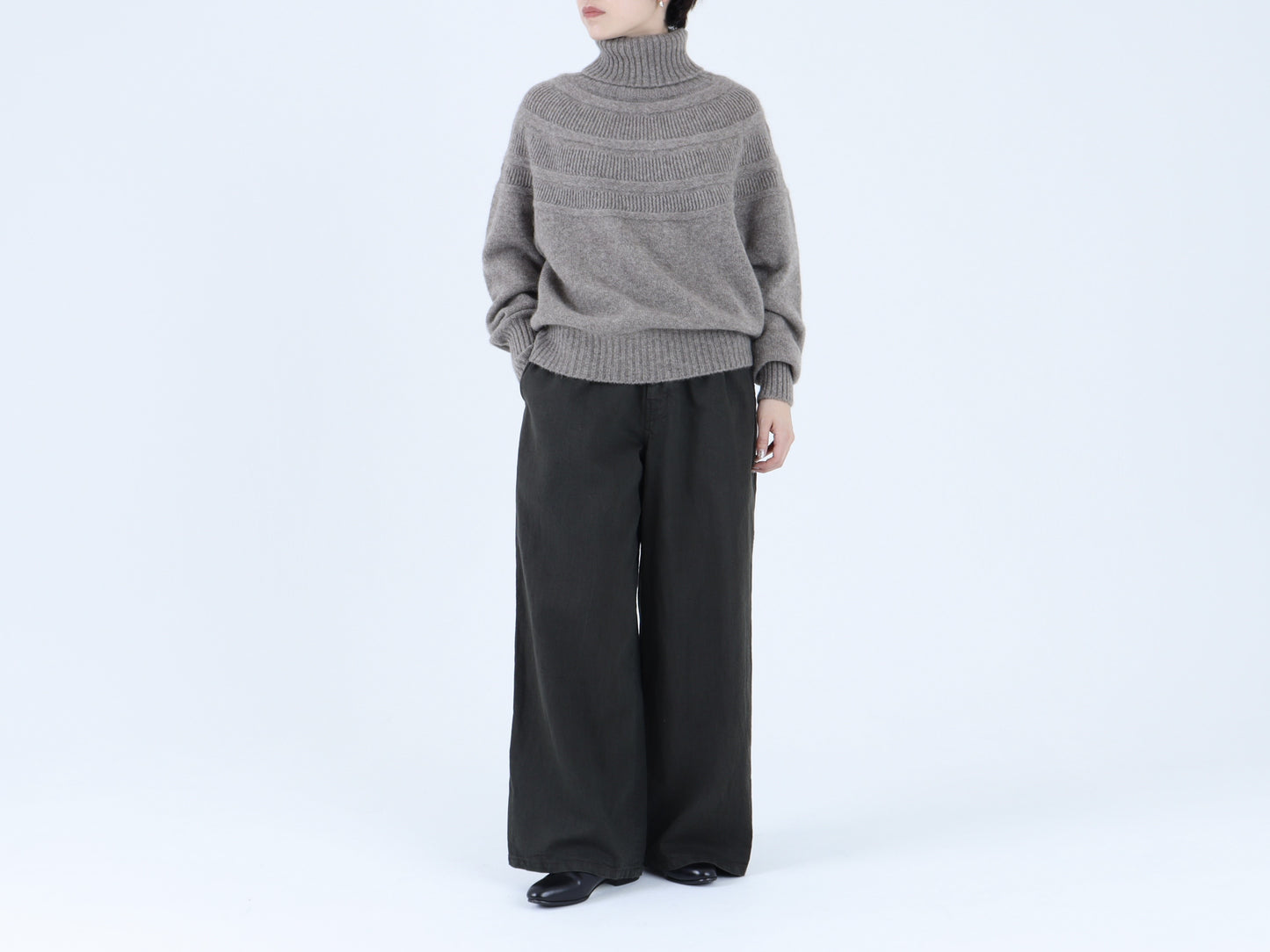 綿麻デニム ワイドパンツ