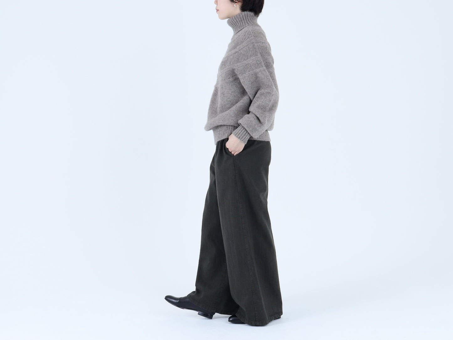 綿麻デニム ワイドパンツ