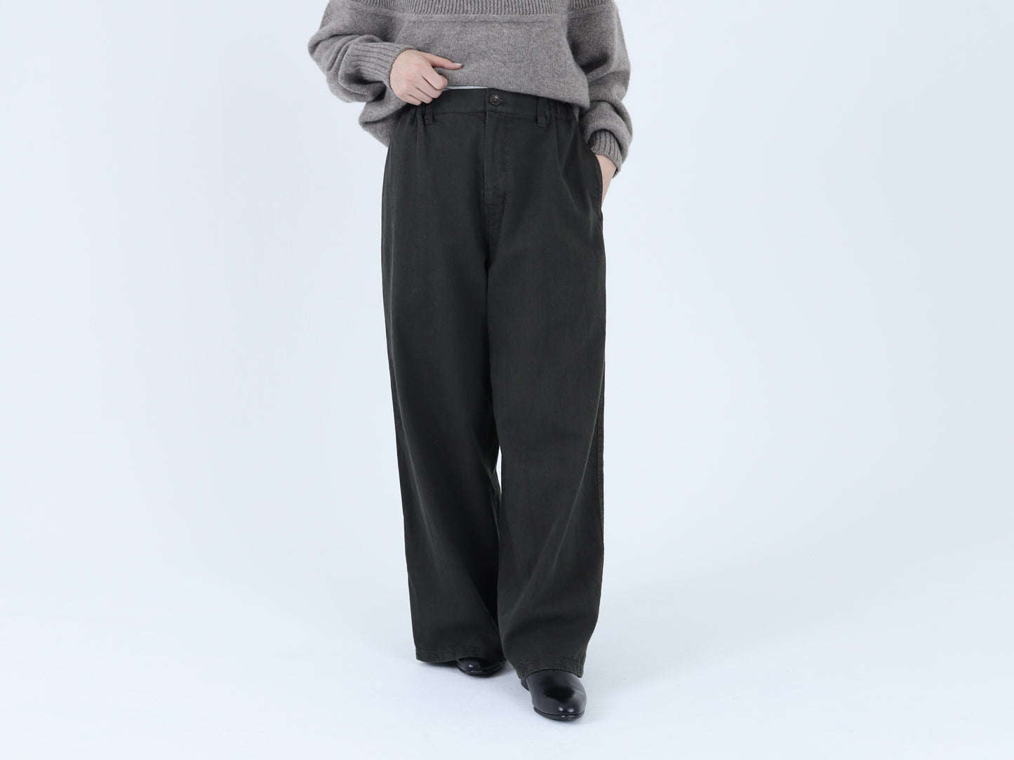 綿麻デニム ワイドパンツ