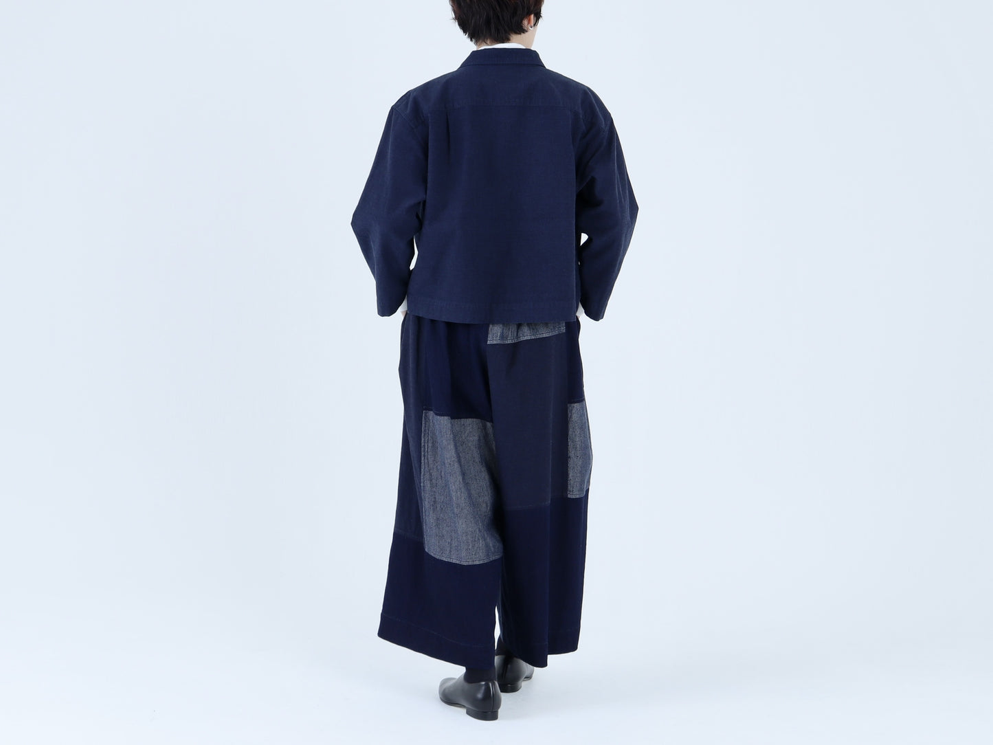 綿藍染 ボックスショートシャツ