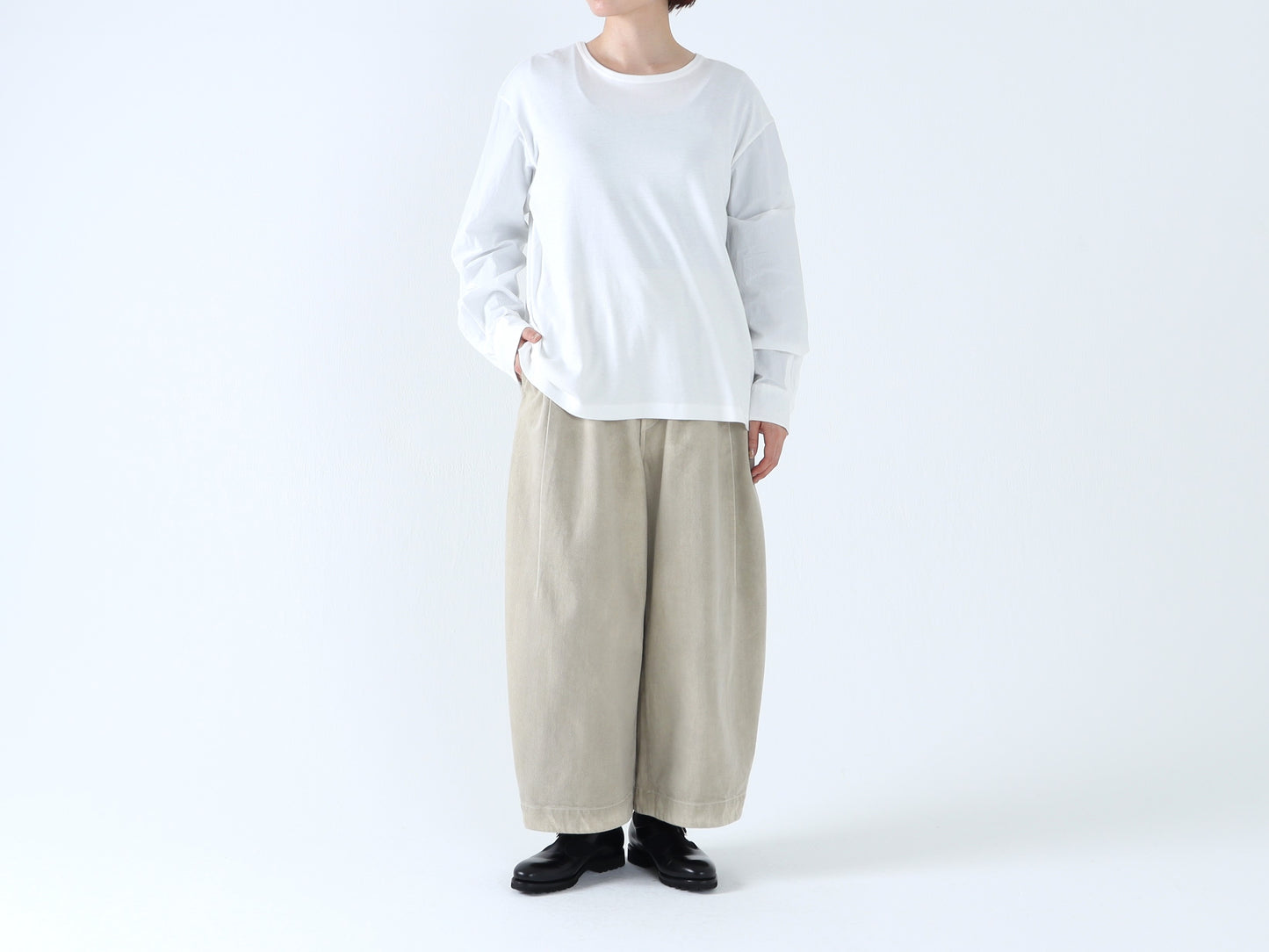 【NEW】綿スムース×綿近江晒 シャツスリーブカットソー