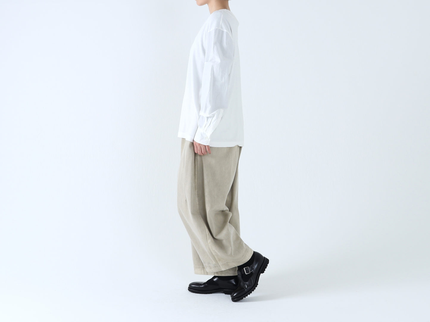 【NEW】綿スムース×綿近江晒 シャツスリーブカットソー
