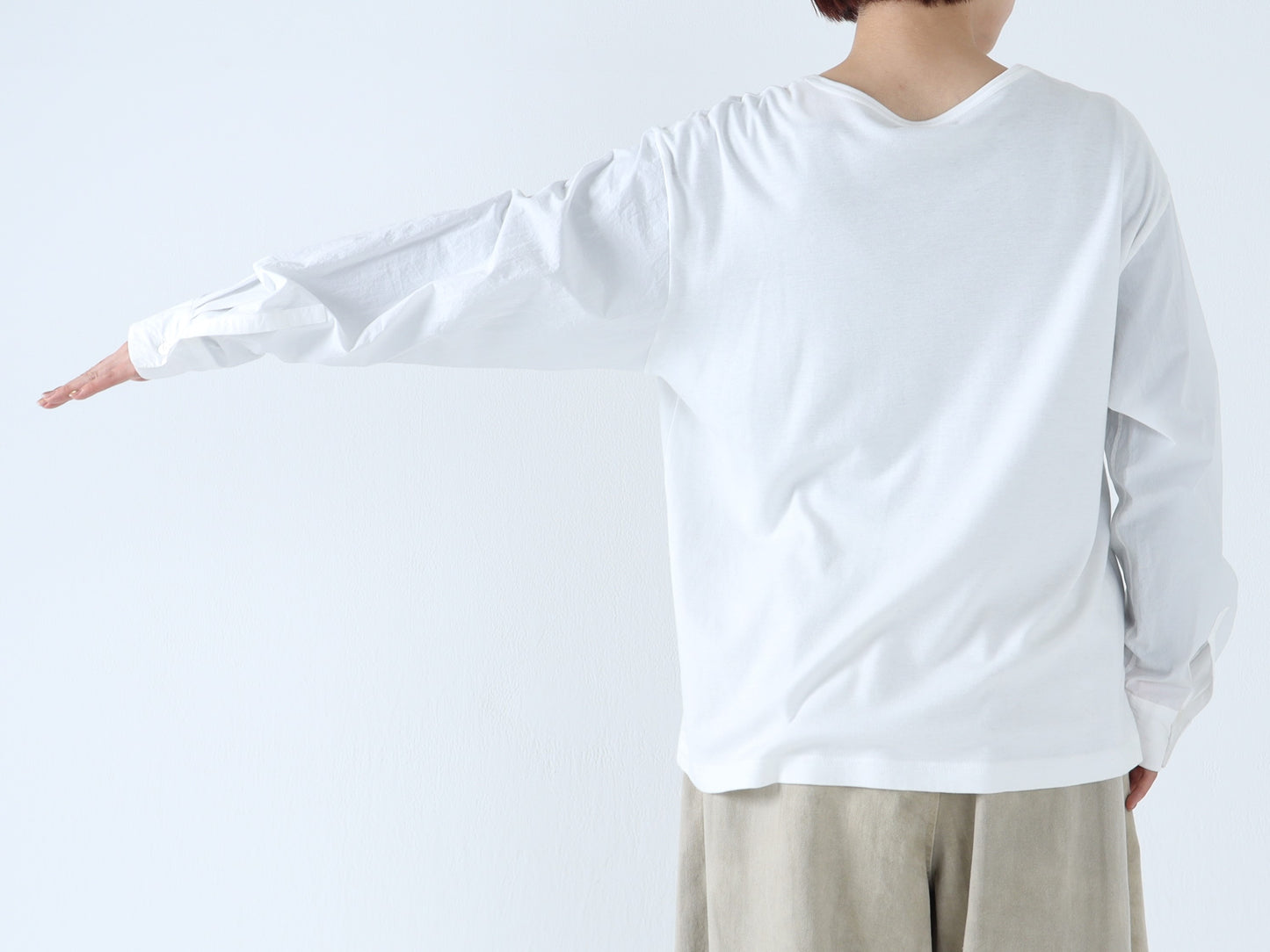 【NEW】綿スムース×綿近江晒 シャツスリーブカットソー