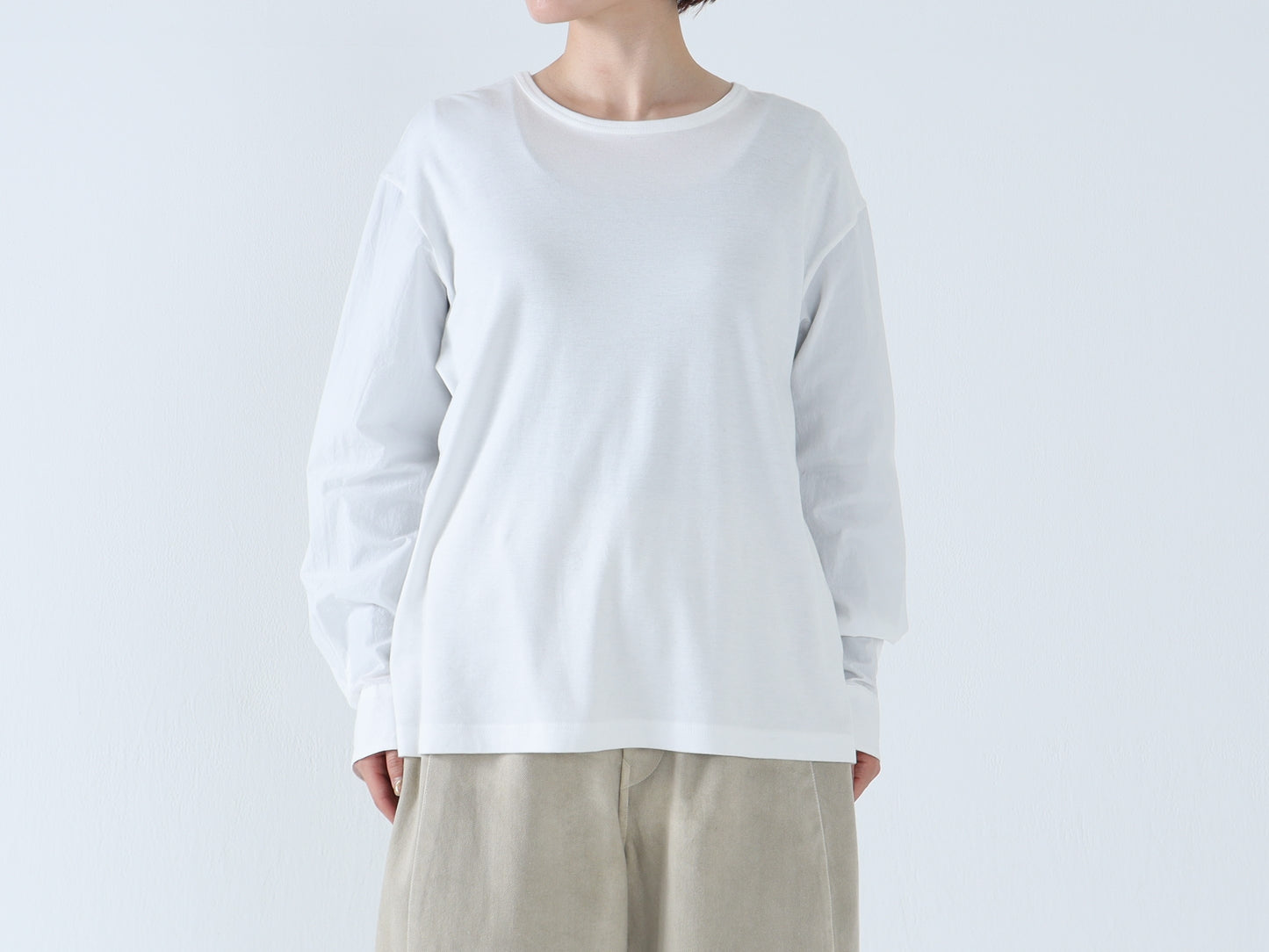 【NEW】綿スムース×綿近江晒 シャツスリーブカットソー