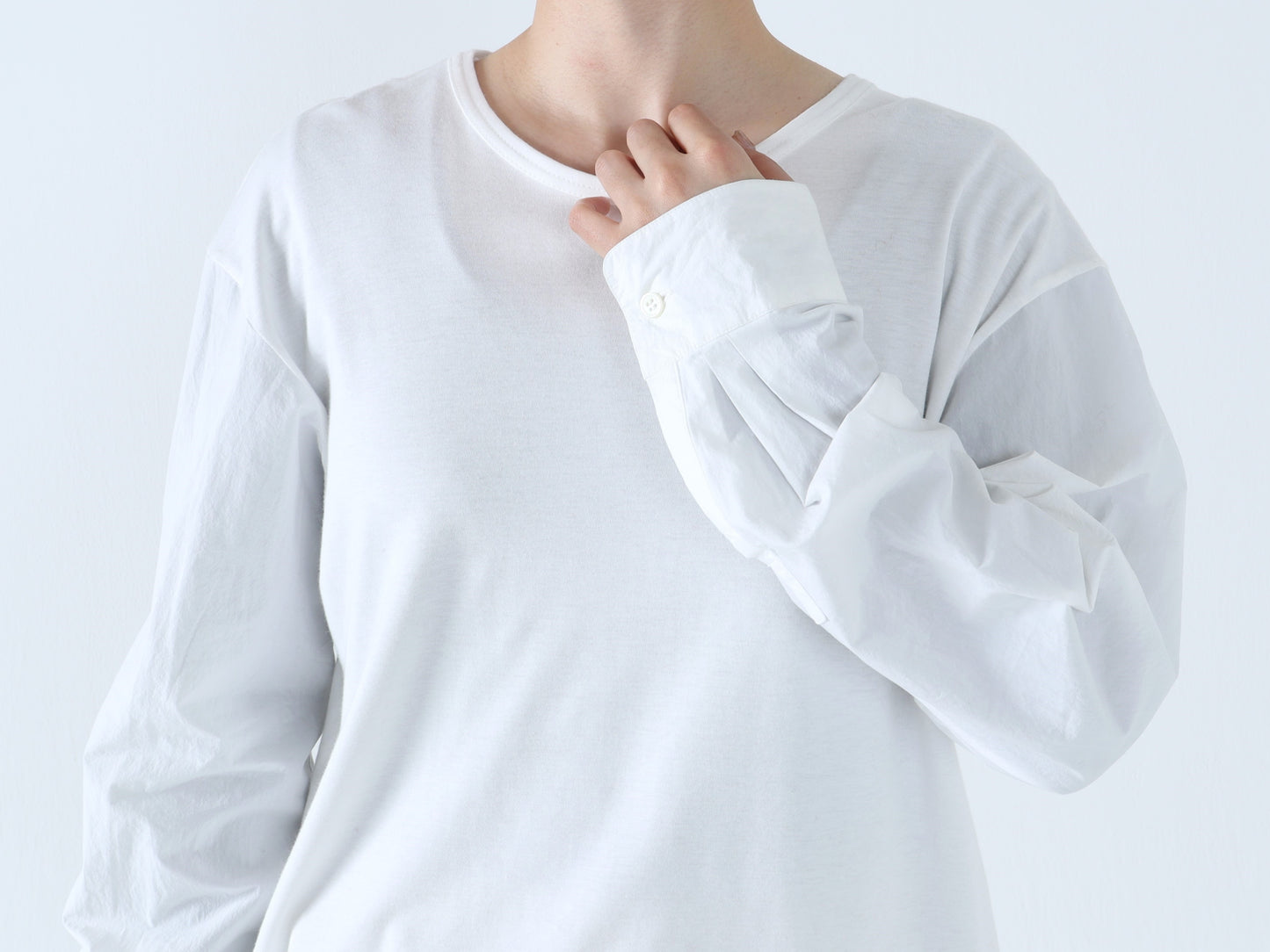 【NEW】綿スムース×綿近江晒 シャツスリーブカットソー