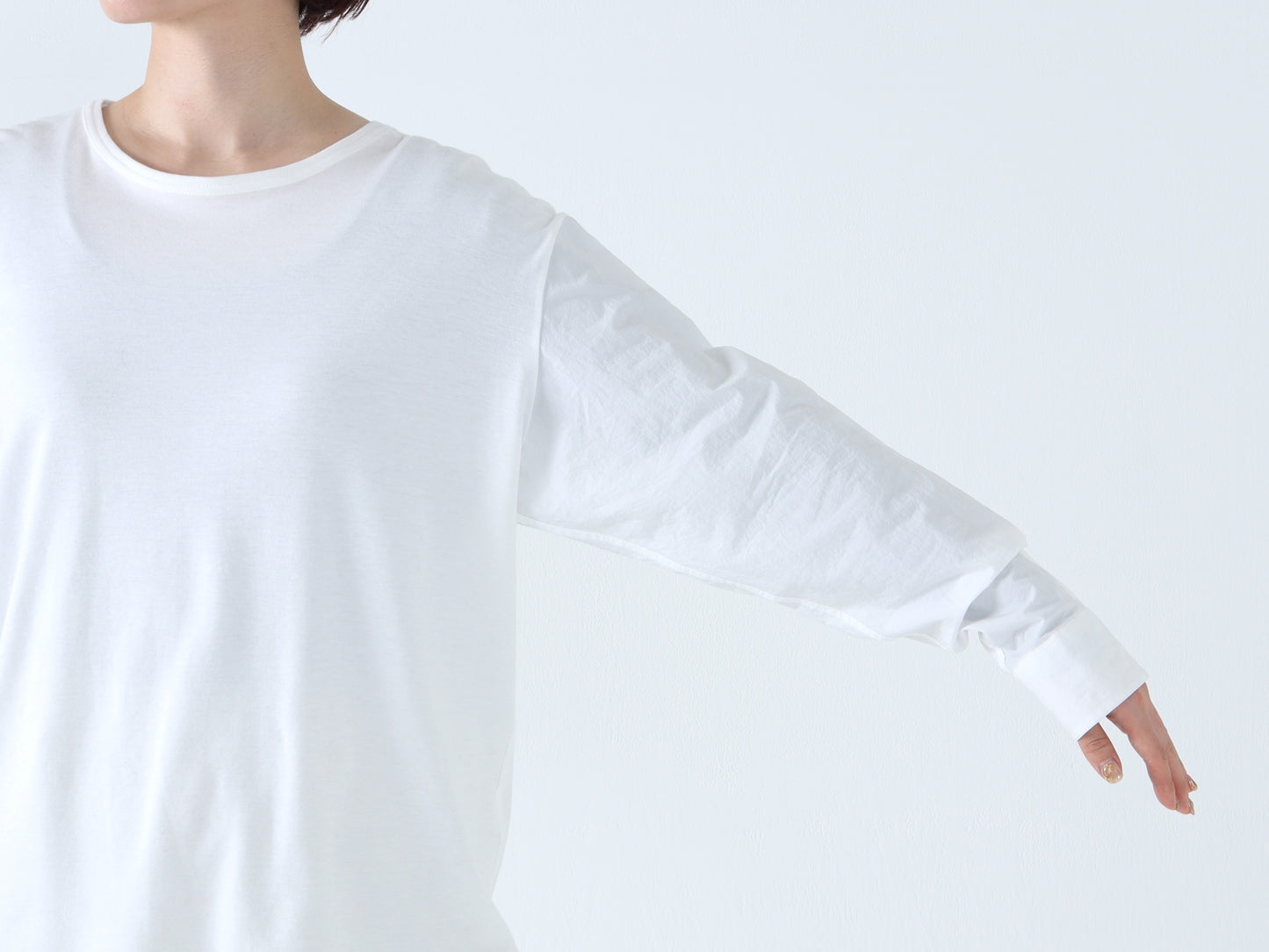 【NEW】綿スムース×綿近江晒 シャツスリーブカットソー
