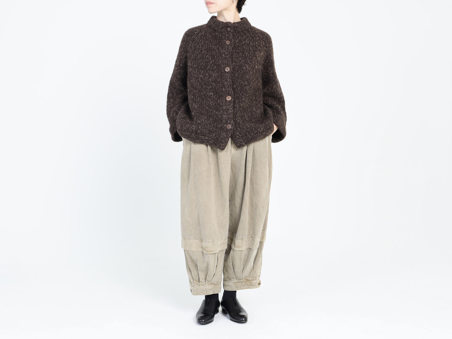 綿麻デニム タックプリーツパンツ
