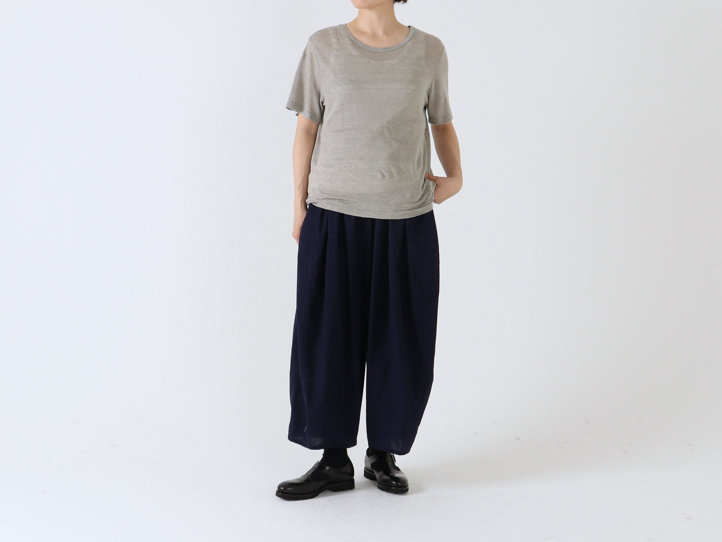 麻ジャージ プレーンカットソー