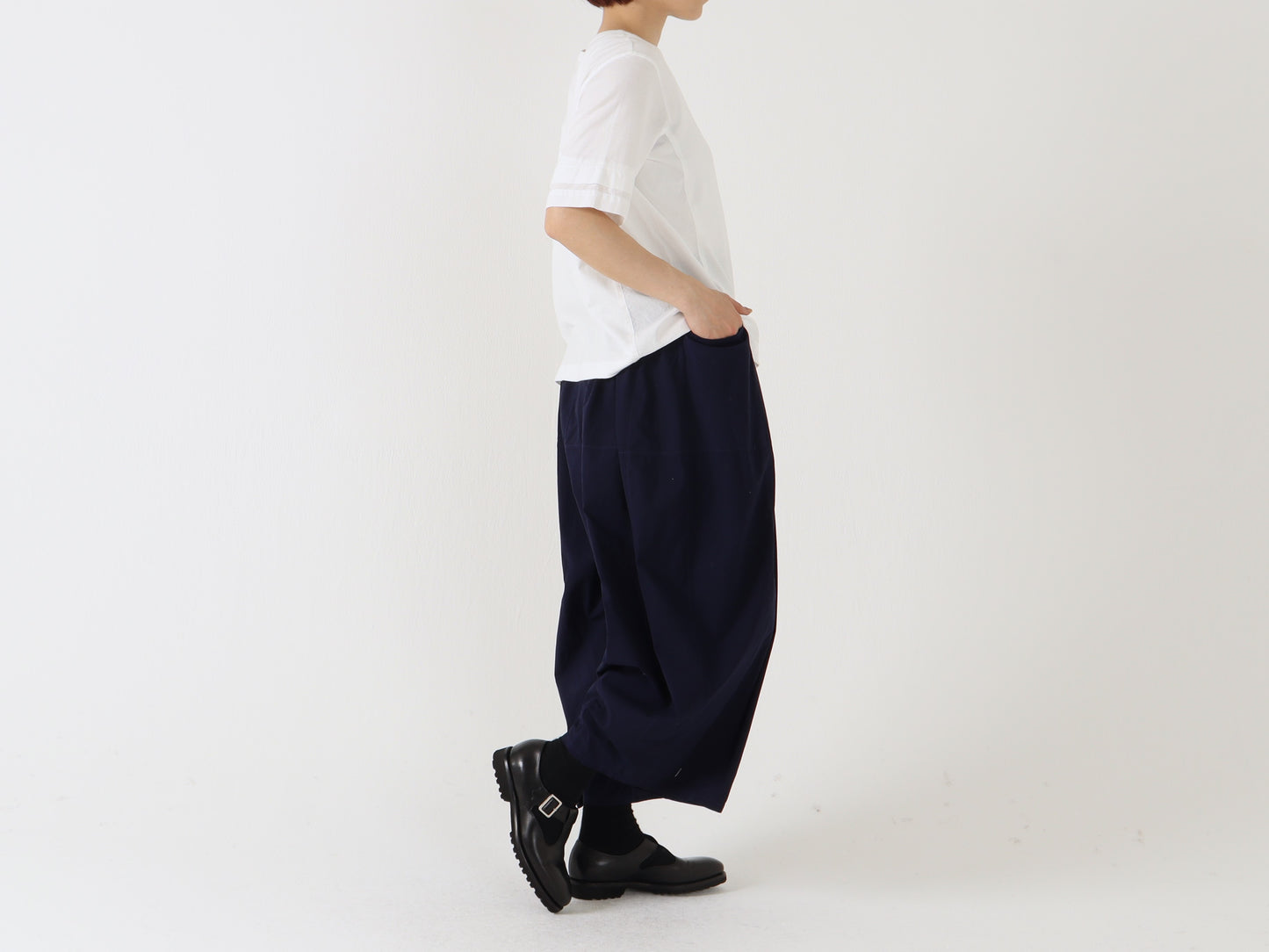綿ローン塩縮加工 サイドポケットバルーンパンツ