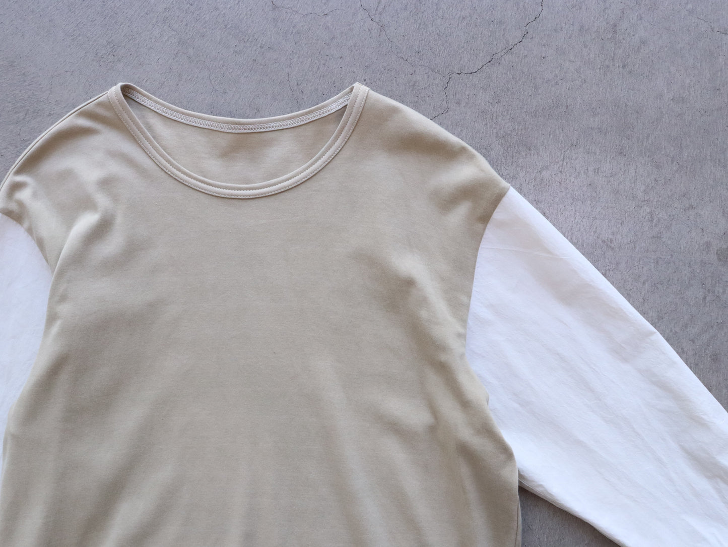 【NEW】綿スムース×綿近江晒 シャツスリーブカットソー