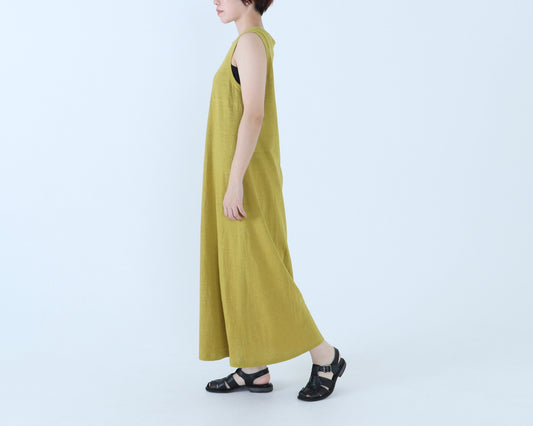 26SS|D-04|麻カットソー(塩縮加工) ボートネックワンピース