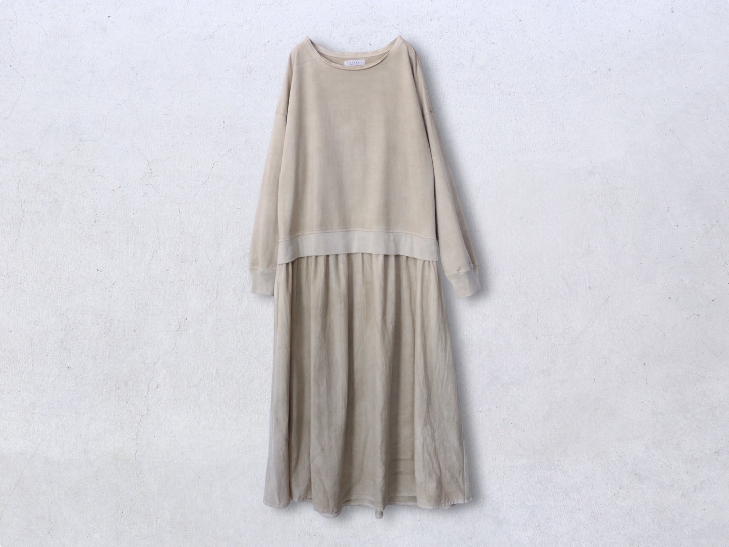 綿カットソー×綿40/2 ドッキングワンピース