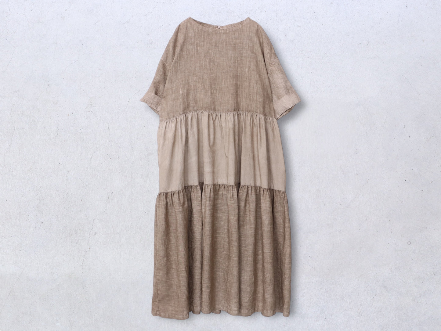 アイリッシュリネン シワ加工×綿近江晒 ティアードワンピース