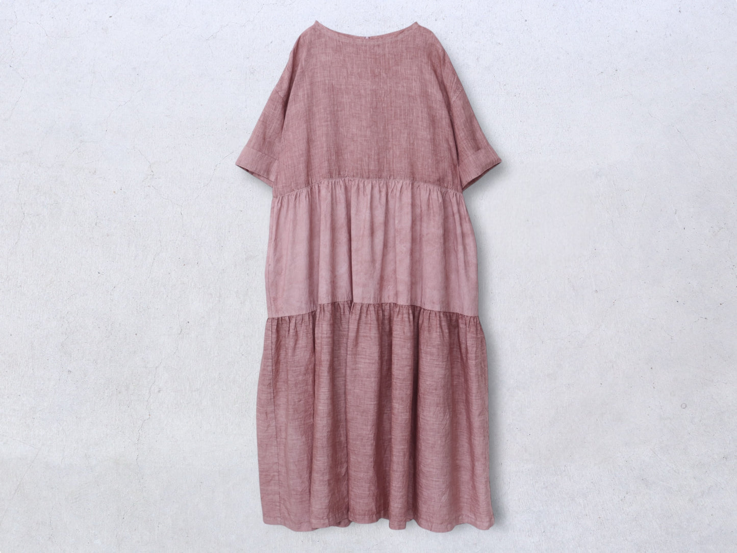 アイリッシュリネン シワ加工×綿近江晒 ティアードワンピース