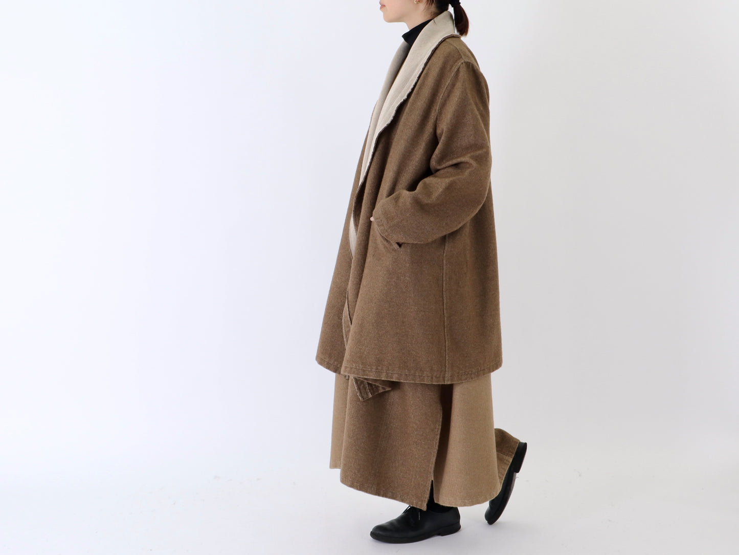 綿ウール朱子織 ブランケットコート
