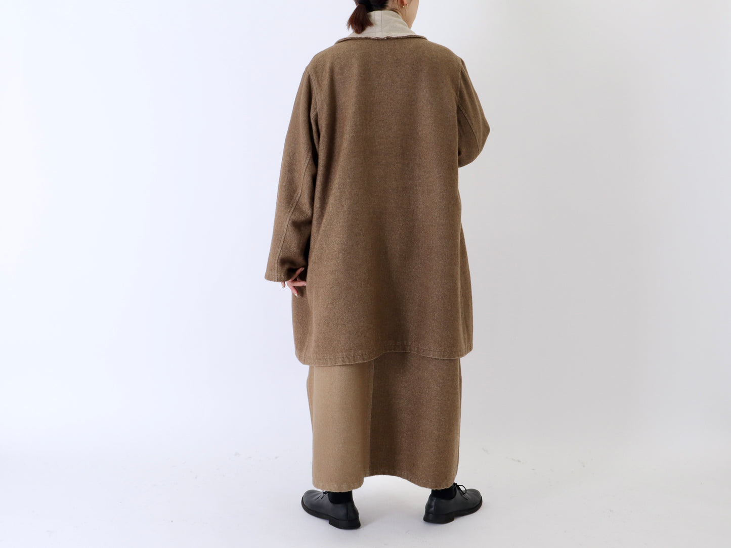 綿ウール朱子織 ブランケットコート