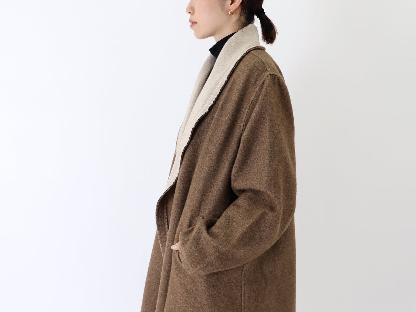 綿ウール朱子織 ブランケットコート