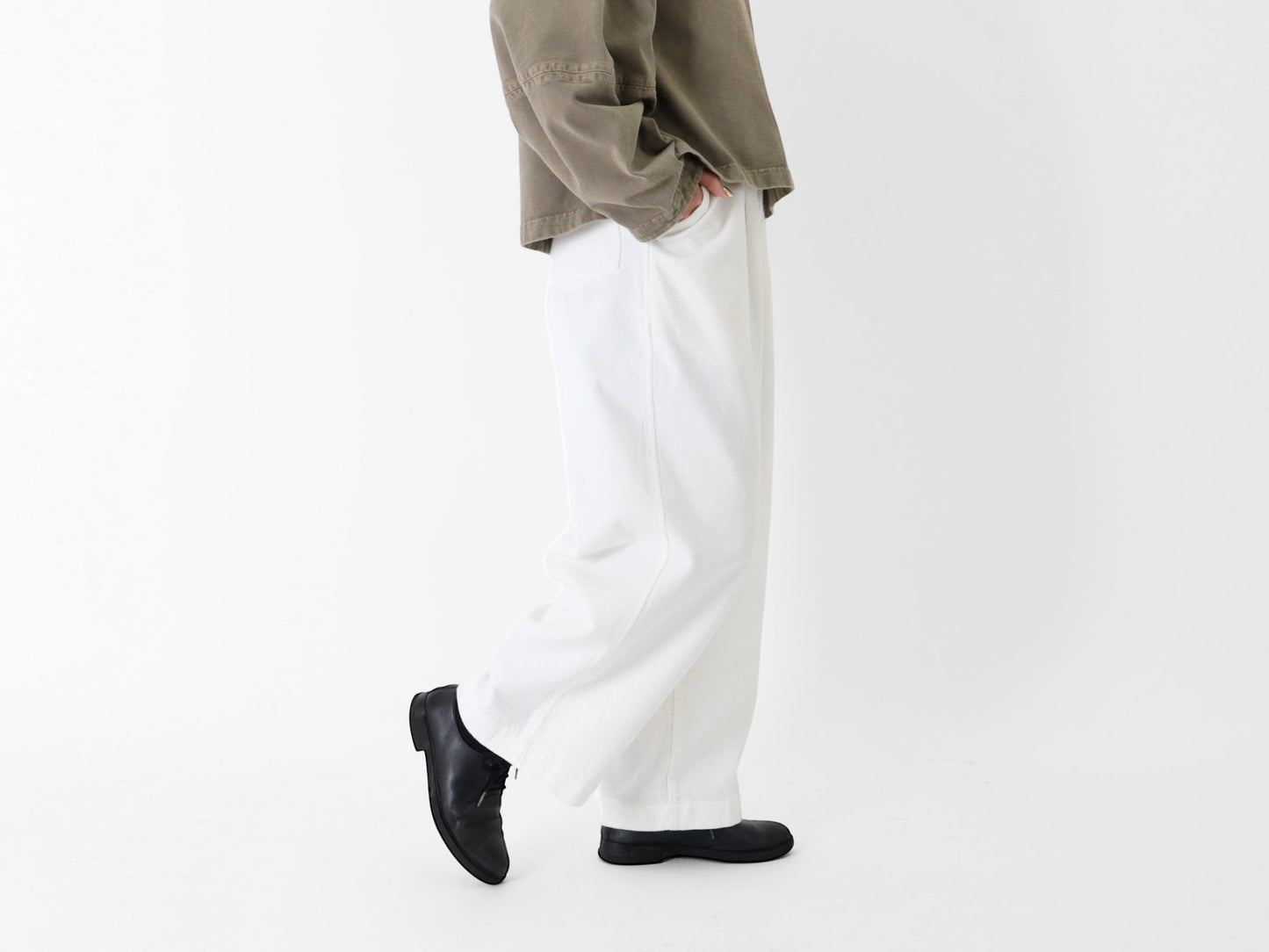 綿 刺子織 タックパンツ