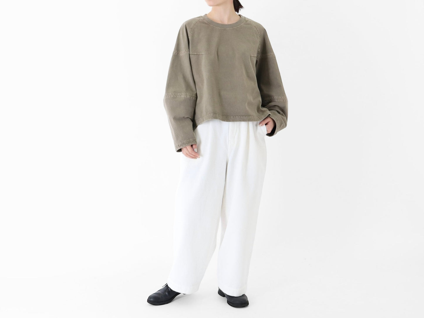 綿 刺子織 タックパンツ