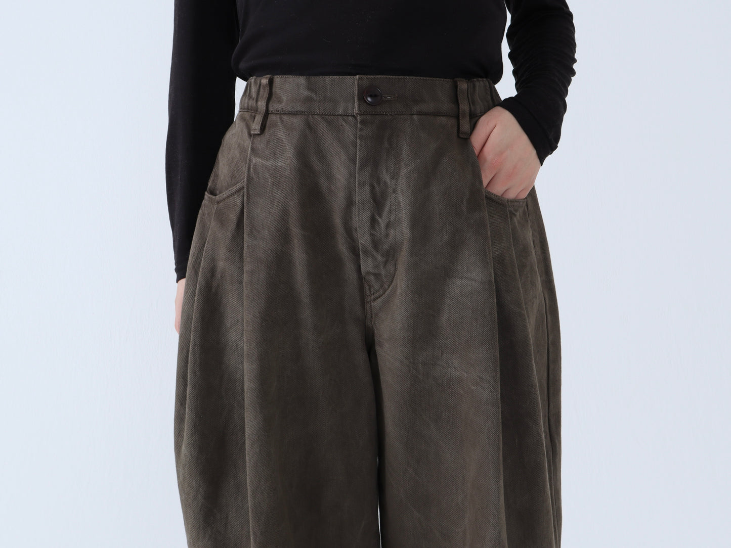 【NEW】綿デニム オーバータックパンツ
