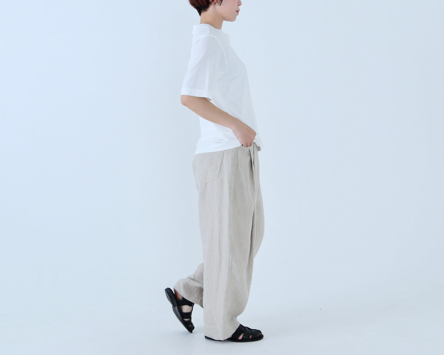 アイリッシュリネン オーバータックパンツ