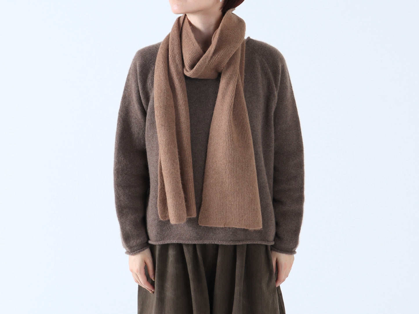 【NEW】ベビーキャメル 片あぜマフラー