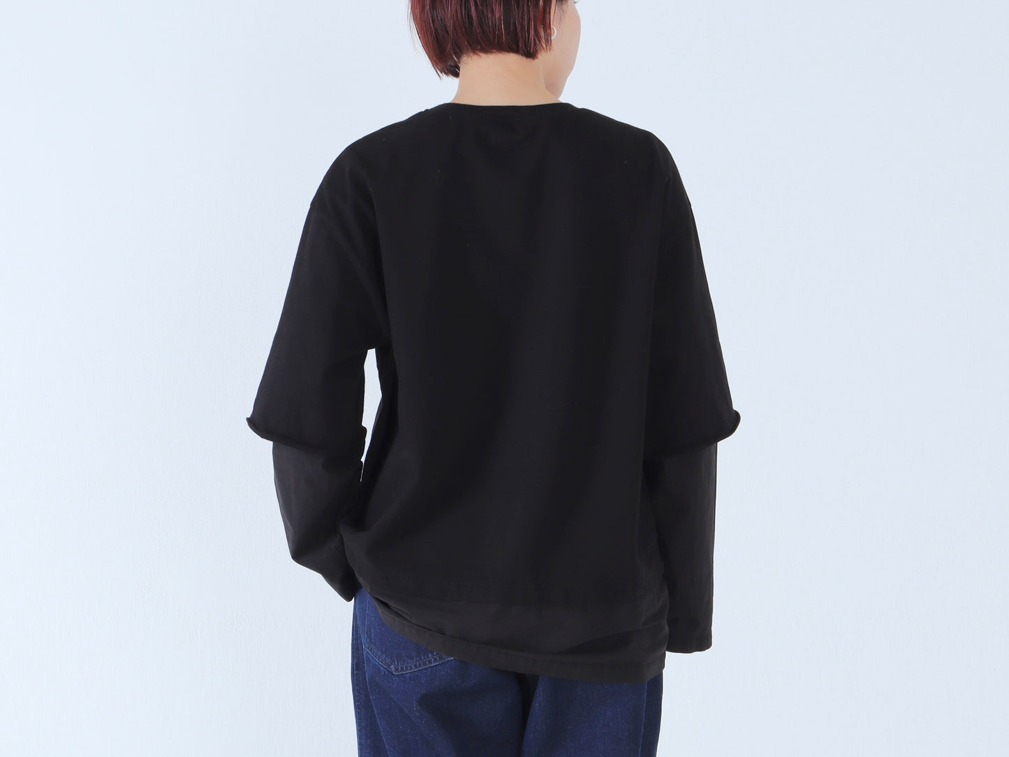 【NEW】綿カットソー×綿近江晒 レイヤードトレーナー