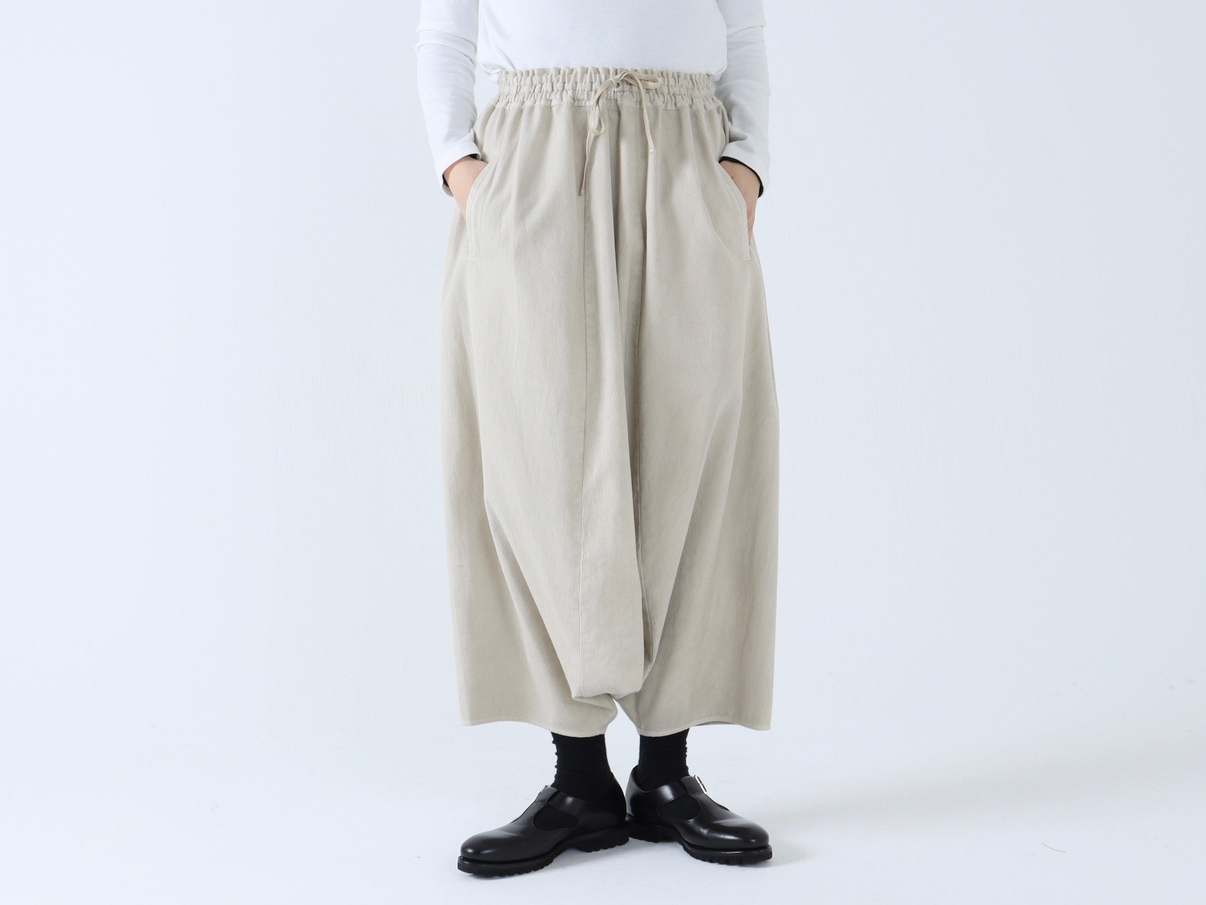 ファクトリー FAVCTORY パンツ ガウチョ サルエル ウール混 レーヨン イージー 2 黒 ブラック 2025AWFACTORY（ファクトリー）&frasl; 綿ネル サルエルパンツ