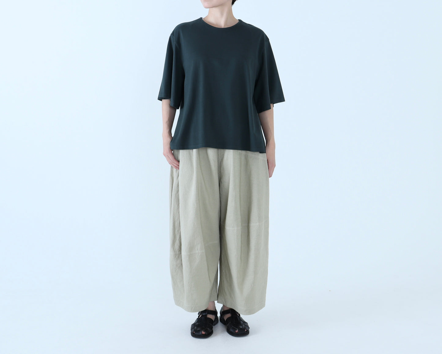 綿麻 キュービックパンツ