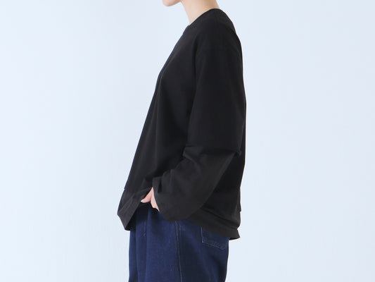 25AW｜T-01｜綿カットソー×綿近江晒　レイヤードトレーナー