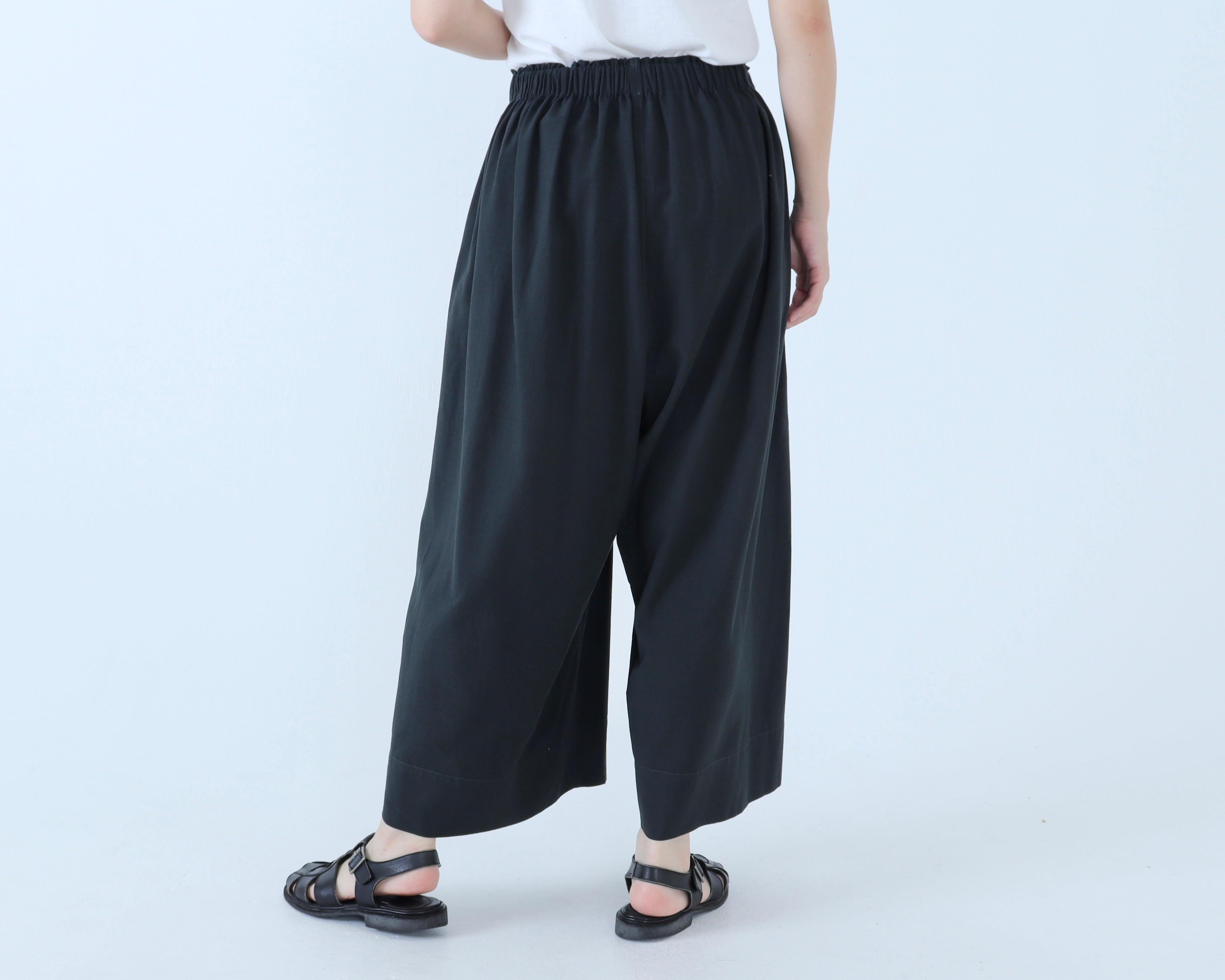 【新品】factory 黒のバンブーコットン ガウチョパンツ バンブーコットン ガウチョパンツ – factory