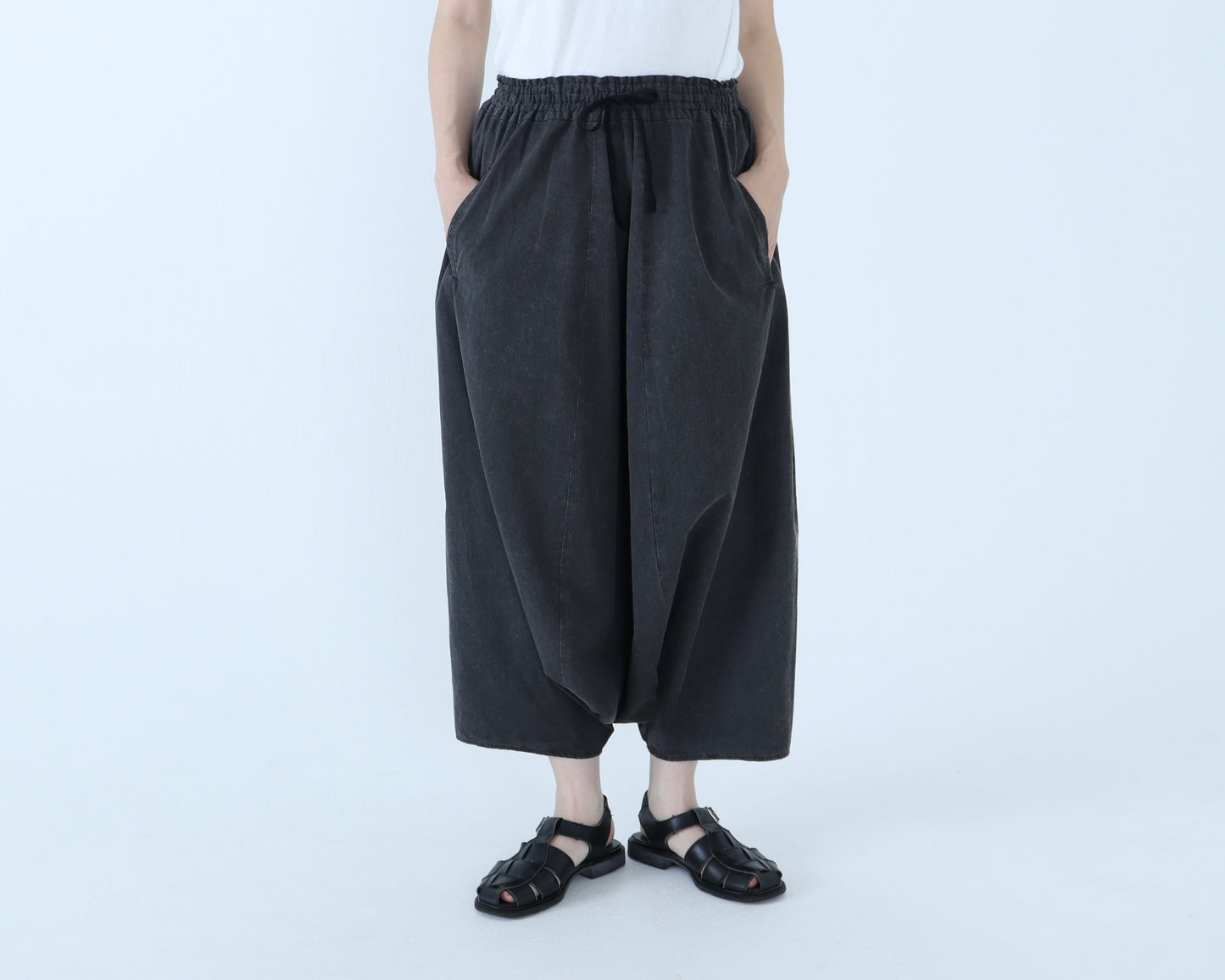 綿ピンストライプ サルエルパンツ