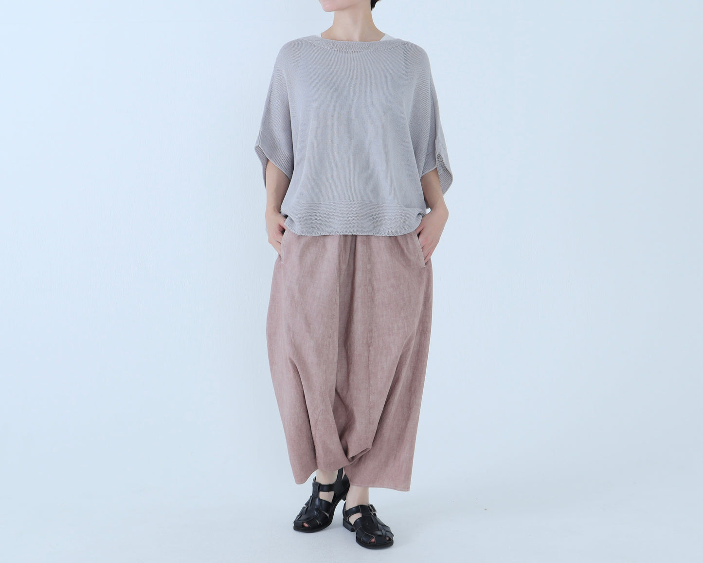 綿麻 サルエルパンツ
