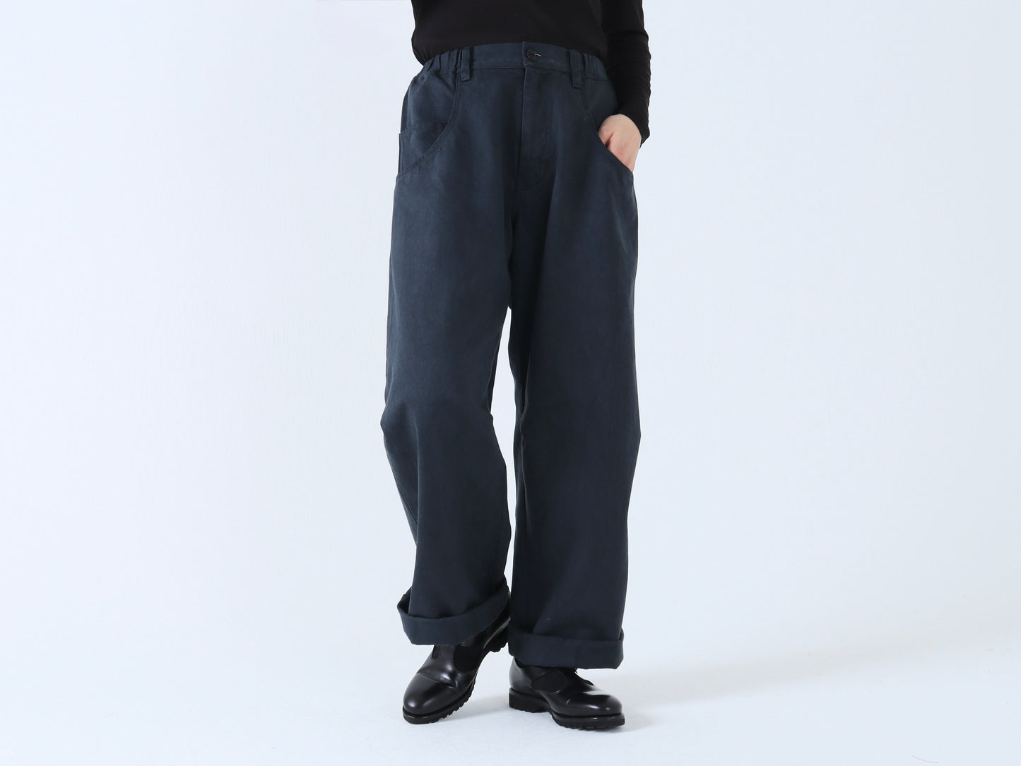 【NEW】綿デニム ロールアップパンツ