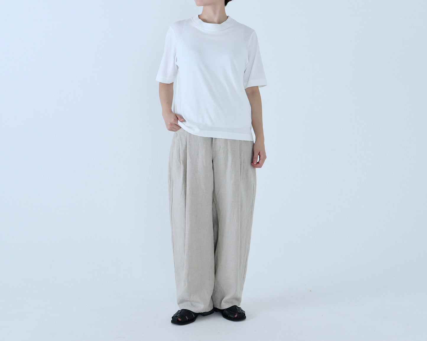 アイリッシュリネン オーバータックパンツ