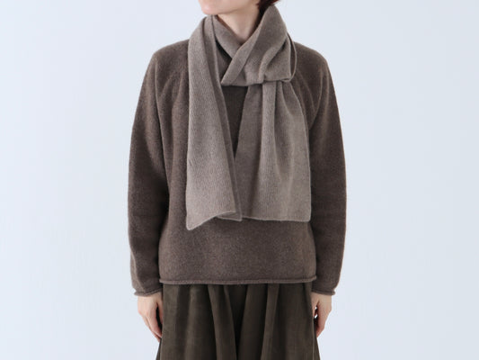 【NEW】ブラックカシミヤ 片あぜマフラー