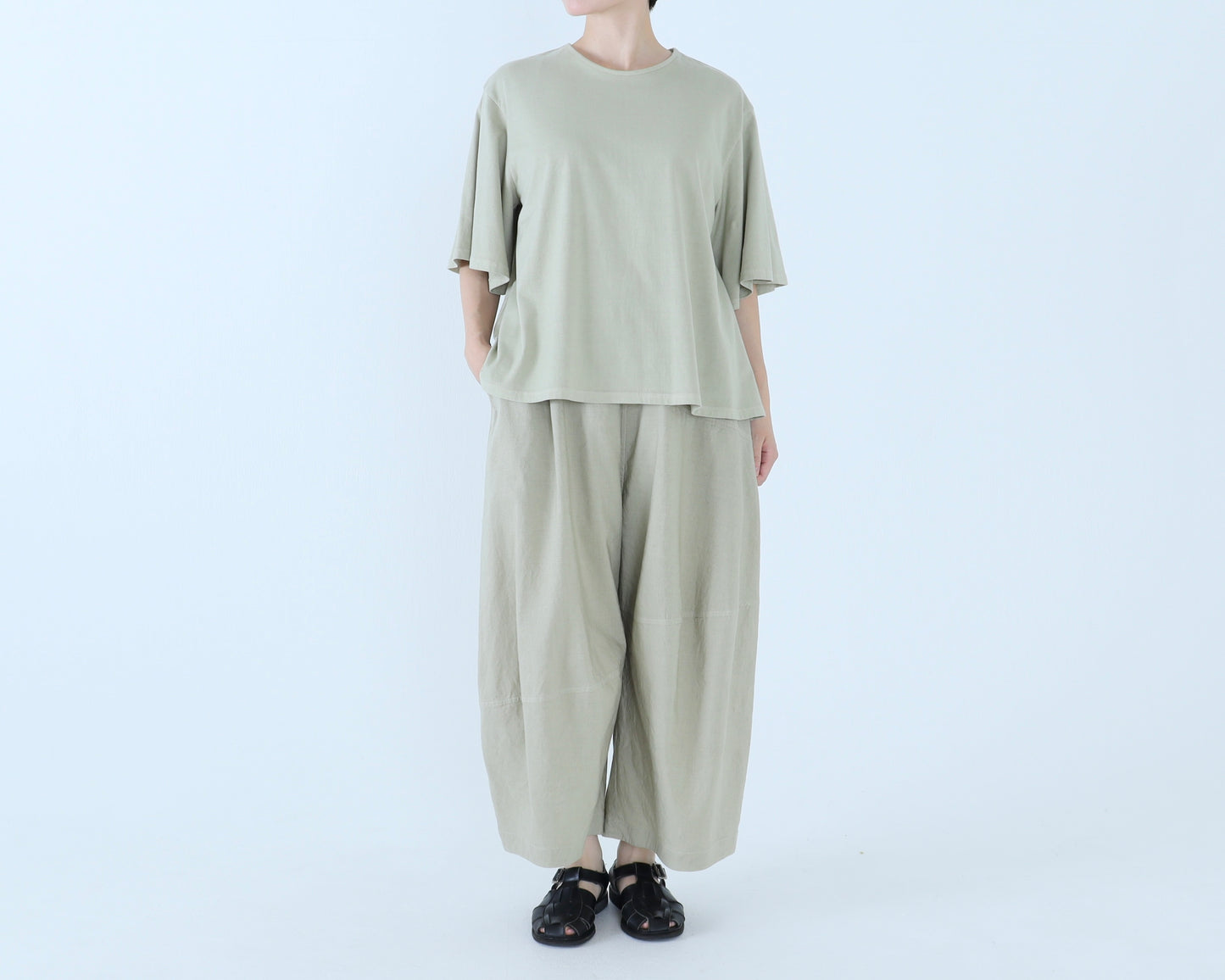 綿麻 キュービックパンツ