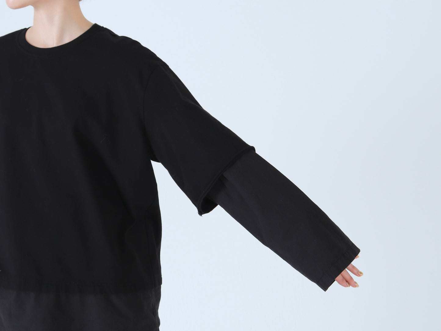 【NEW】綿カットソー×綿近江晒 レイヤードトレーナー