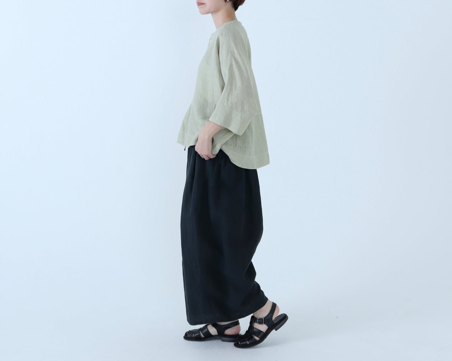 【NEW】アイリッシュリネン シワ加工 プルオーバードルマンブラウス