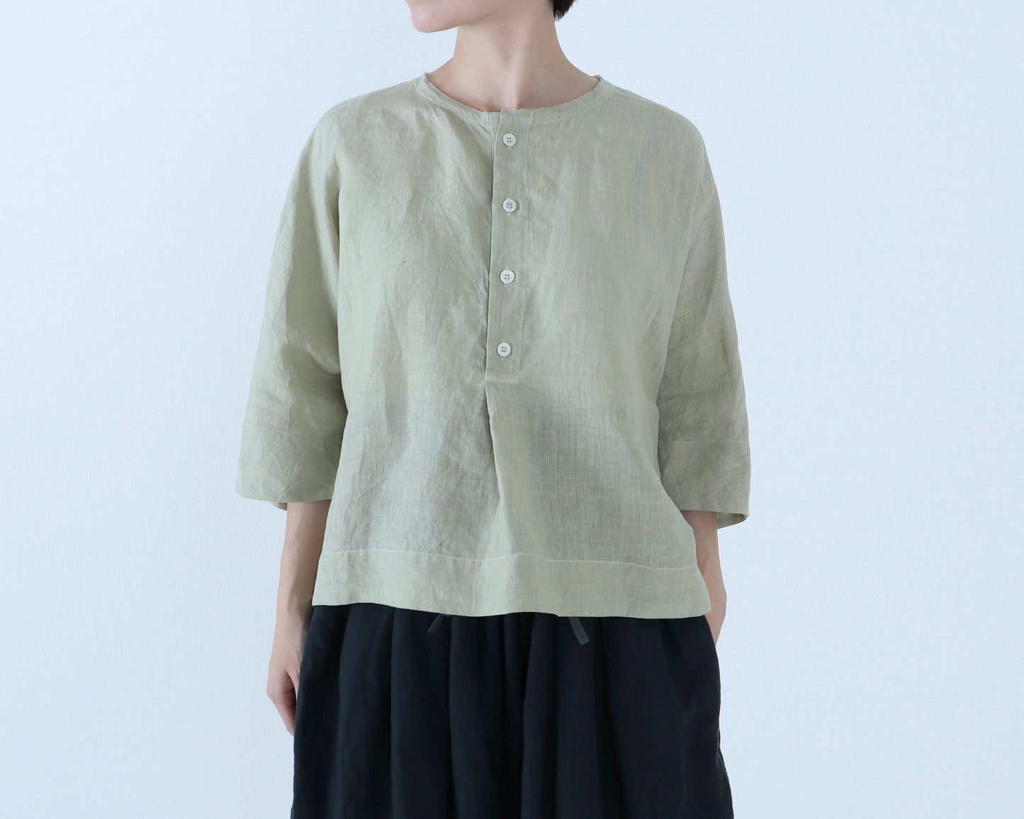 【NEW】アイリッシュリネン シワ加工 プルオーバードルマンブラウス