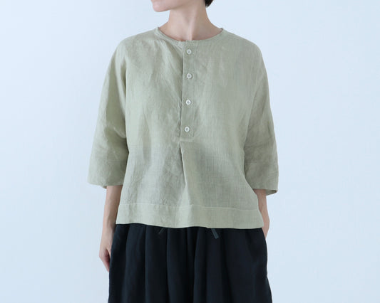 【NEW】アイリッシュリネン シワ加工 プルオーバードルマンブラウス